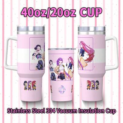 1pc 40oz/20oz Stainless Steel Insulated Tumbler, Large Capacity Leak-Proof With Straw, Suitable For Cold & Hot Drinks - Demon Anime Fan Gift, Ideal For Travel, Office, Car, Home - Daily Carry, High-Quality Printed Design, Reusable, Portable Beverage Container