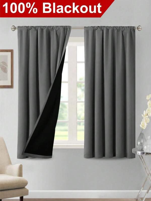 1 pieza Cortina térmica opaca al 100% - 99% resistente a los rayos UV, de poliéster, con ojales para varilla, tejido liso no blanqueable, con tema de arte de dormitorio, revestimiento térmico opaco, reduce el ruido - ideal para dormitorio, estilo rústico y sueño profundo en la escuela