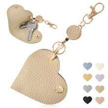 1 件仿皮心形钥匙扣个性化心形钥匙扣伸缩钥匙扣情人节礼物女士钱包迷你钱包钱包 - 彩色 - 查看 11