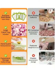 17-Piece Multifunctional Vegetable Cutter, Grater, Potato Cutter, Rasp, Onion Dicer, Vegetable Slicer - Kitchen Supplies - 綠色 - 查看 5