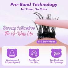 [110 片] GENIELASH 无胶燕子睫毛 适合初学者自粘睫毛 自然假睫毛 无需胶水 睫毛簇、睫毛簇、单根睫毛、睫毛、假睫毛 - 紫色 - 查看 4