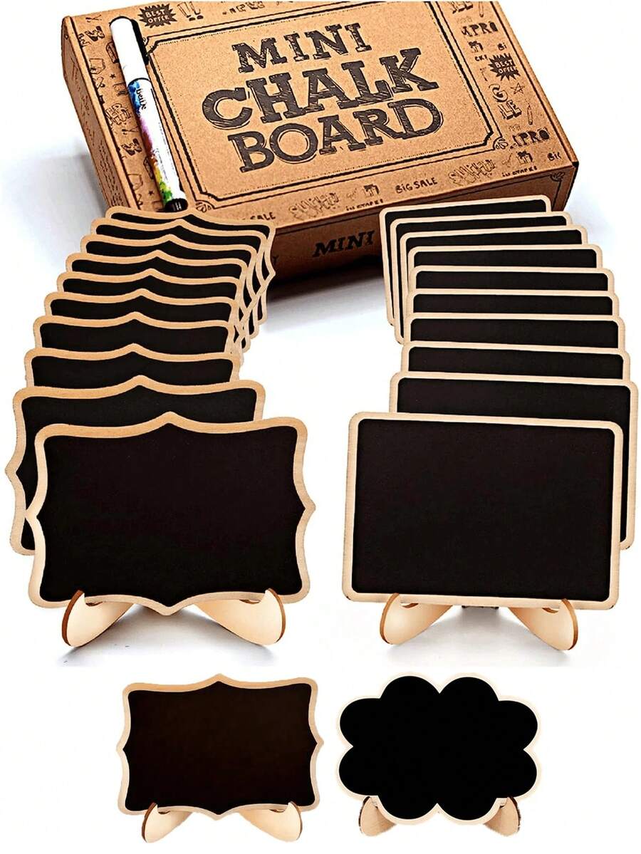 1/5/10 Mini Blackboard Bulletin Boards With Brackets, Suitable For Message Display Boards, Small Wooden Blackboards, Creative Wooden Crafts, Small Blackboards, Coffee Ornaments, Restaurant Display Boards, Message Boards, Home Art Boards, Writing Boards, Suitable For Weddings, Birthday Parties, Table Numbers, Home Decorations, Food Signs And Special Event Decorations, Cheesecake Labels, Christmas And Halloween Decorations, Christmas Back To School Room Decorations, Learning Supplies, Halloween, Thanksgiving, Easter - Multicolor - View 1