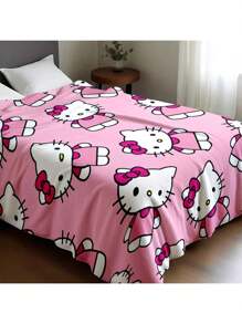 Sanrio Hello Kitty Decke, Hello Kitty Decke für Bett, rosa Hello Kitty Decke, Kuromi Überwürfe für Sofa, kann als Raumdekoration, für Camping verwendet werden, Hello Kitty Artikel. Der weiche und flauschige Flanellbezug wird Sie angenehm und gemütlich warm halten