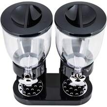 Pasta, Candy, And Nut Dispenser With Wheel, 8-Liter Double Container And Inner Dispenser, Black, 8 Liters