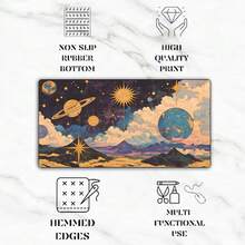 Arcana Cosmic Schreibtischunterlage - Himmlische Vintage Weltraum Kunst, Astrologie & Tarot Geschenk, Hexenkunst Ästhetik Schreibtischdekoration Mauspad Büroartikel Büroausstattung Schreibtischzubehör Mauspad für den Schreibtisch - Verschiedenfarbig - Übersicht 5