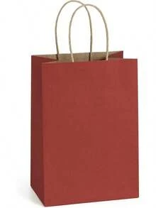 Bags 100Pcs 5.25x3x8 Small Kraft Paper Bags With Handles Bulk, Brown Paper Sacks Small Business, Retail, Merchandise, Wedding Birthday Party Favor - 紅色 - 查看 13