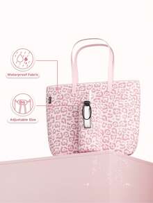 Meoky Tote Bag with Front Pocket and Zipper, Waterproof Shoulder Bag with Water Bottle Holder, Fits Laptop, Tumbler with Handle and Straw, Perfect for Daily Use, School, Travel, Work, and a Creative Gift Idea for Women - 粉色 - 查看 5