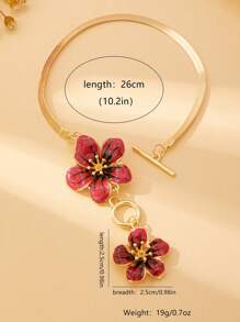 1 件时尚白色花卉简约优雅女式脚链，适合度假和派对 - 紅黑色滴油款 - 查看 5