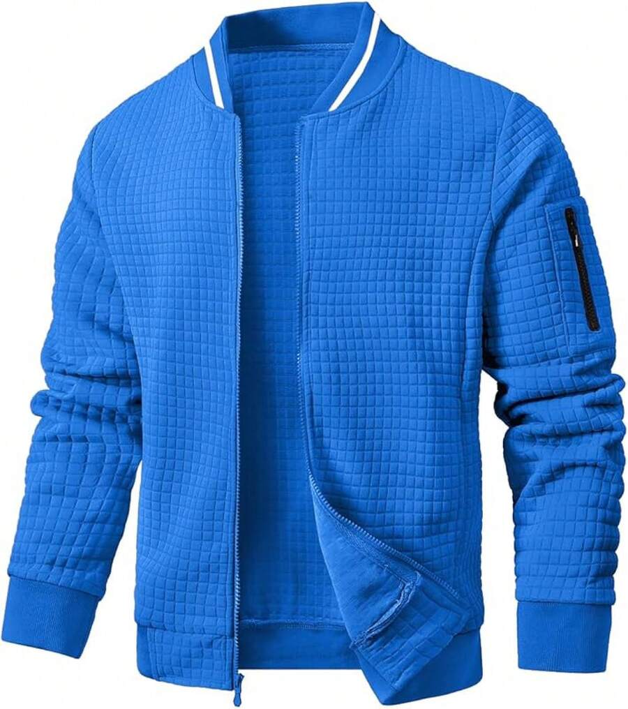 Mens Casual Lightweight CoatChristmas MQ4K - 亮藍色 - 查看 1
