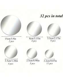32pcs Large And Small Circle Mirror Wall Stickers, Acrylic Wall Decoration Circle Mirror, Room Decoration Stuff, Bedroom Decor, Room Decor, Bathroom Decor.
