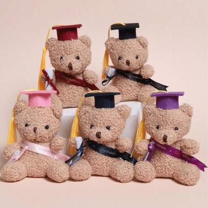 POKOJA LAND 1 件毛绒玩具泰迪熊娃娃迷你毕业熊带毕业帽娃娃 2024 届毕业毛绒熊宽松毕业熊帽和祝贺腰带是毕业礼物、毕业、毛绒玩具、儿童玩具、小基
