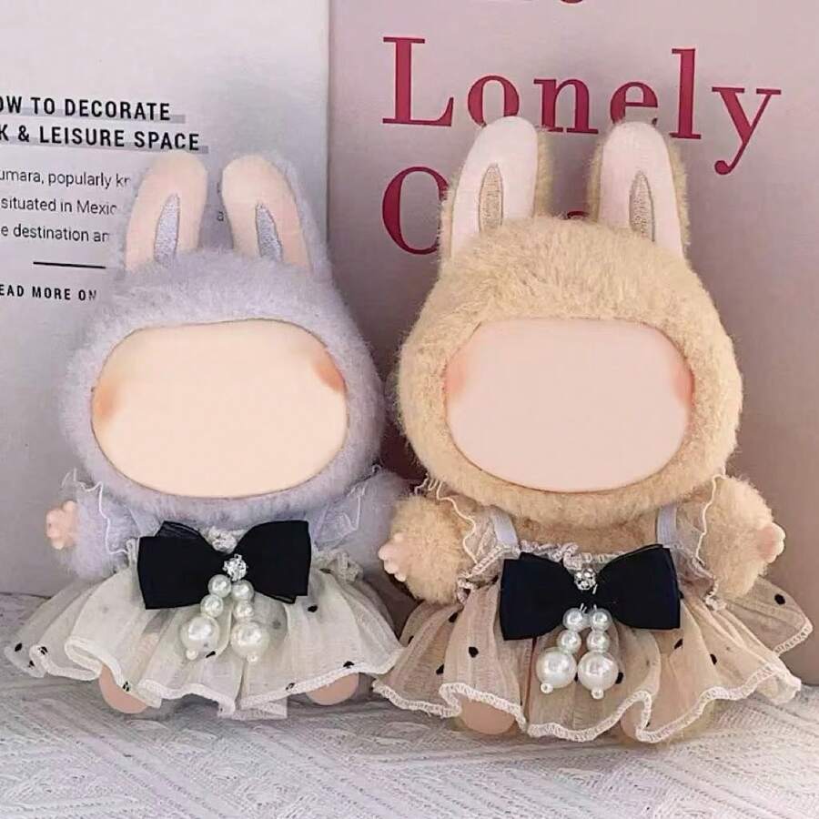 [仅娃娃裙] 新款17厘米第一代/第二代/第三代Labobo娃娃裙，蝴蝶结和珍珠肩带薄纱裙，适合