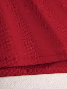 Camisa polo de manga corta de color rojo sólido clásico para niño, adecuada para salidas diarias, fiestas y eventos - Rojo - Ver 7