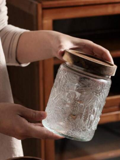 Vintage Sealed Glass Storage Jar - 700ml & 1000ml Capacity, Kitchen Counter & Pantry Organization, Decorative Dry Food Container For Coffee Tea Sugar Candy