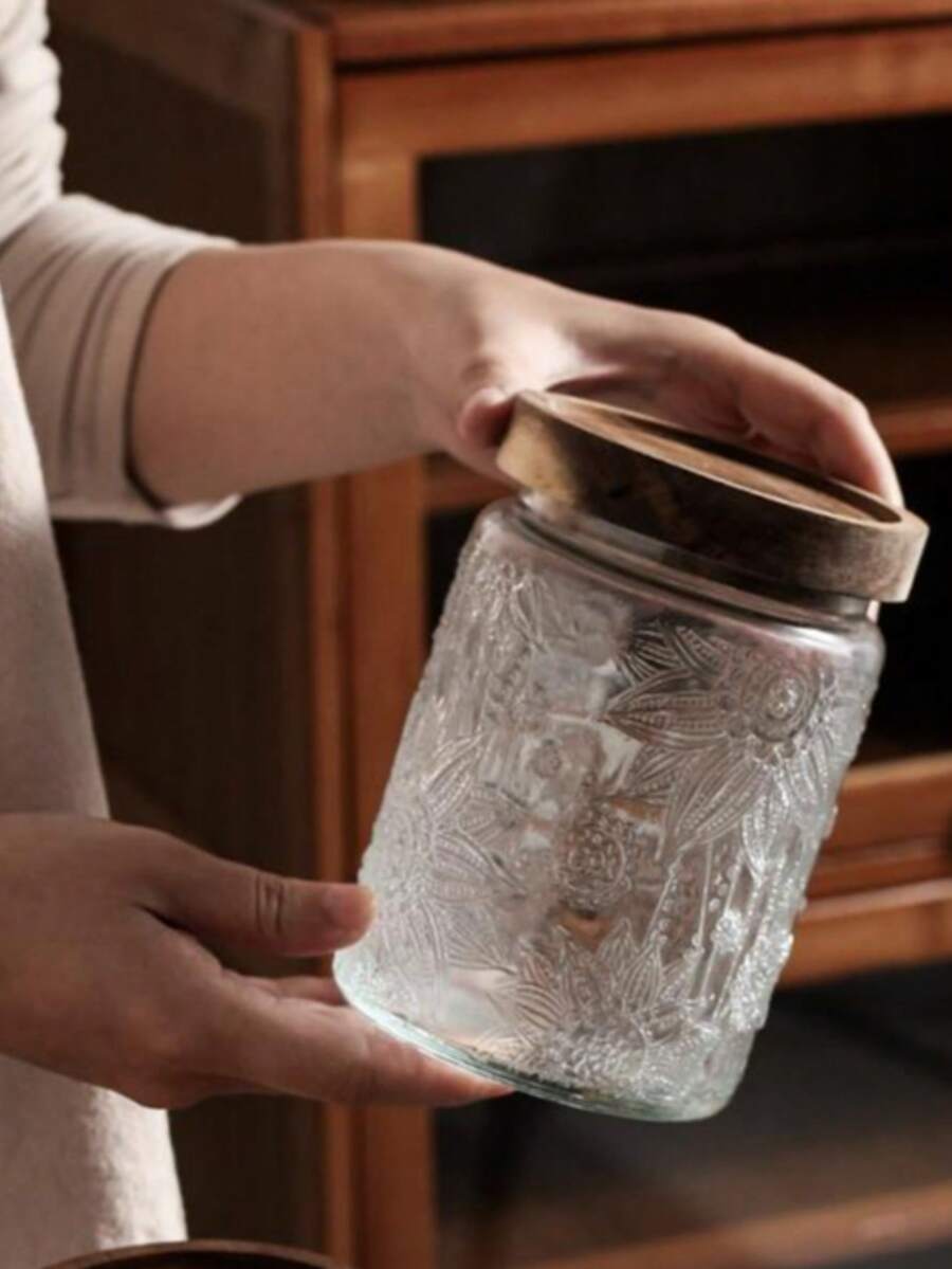 Hũ thủy tinh kín cổ điển - Dung tích 700ml & 1000ml, Sắp xếp trên quầy bếp & tủ đựng thức ăn, Hộp đựng thực phẩm khô trang trí đựng cà phê, trà, kẹo đường - Trong sáng - Xem 1