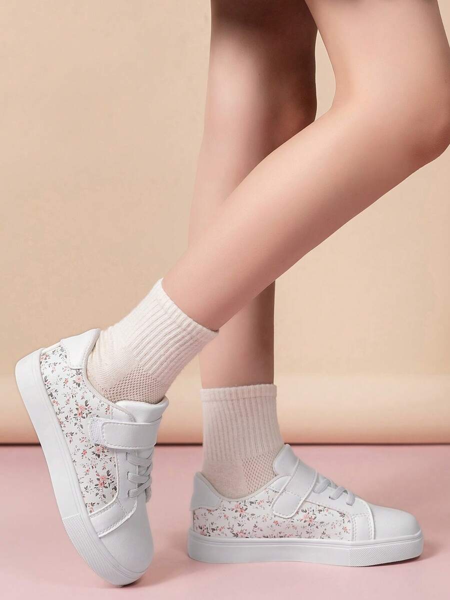 1 Pair Cute Floral Patchwork Casual Fashion Children Outdoor Sports Shoes - White - View 1