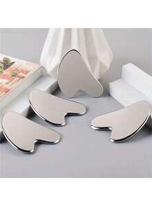 1个不锈钢心形刮痧板，用于面部按摩，便携式肌肉放松按摩板，不锈钢刮痧面部工具 - 面部按摩工具 - 光滑耐用的金属刮痧板，适用于面部和身体，消肿 - 心形按摩刮痧板（银色）不锈钢刮痧面部工具 - 銀色 - 查看 8