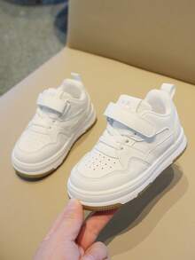 1 双儿童白色运动鞋，新款设计女童/男童运动鞋，防滑、轻便、软底，适合日常穿着和各种休闲场合的休闲鞋 - 白色 - 查看 8