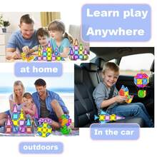 Miniaturowe płytki magnetyczne, 24/36 elementów magnetycznych klocków w żelaznym pudełku, magnetyczne zabawki w rozmiarze podróżnym, zestaw konstrukcyjny STEM do podróży dla chłopców i dziewcząt w wieku 3+