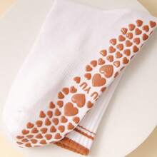 1 par/Calcetines con agarre para Pilates para mujeres, calcetines antideslizantes para yoga, barra y entrenamiento, calcetines pegajosos y atléticos con diseño lindo - Café integral - Ver 7
