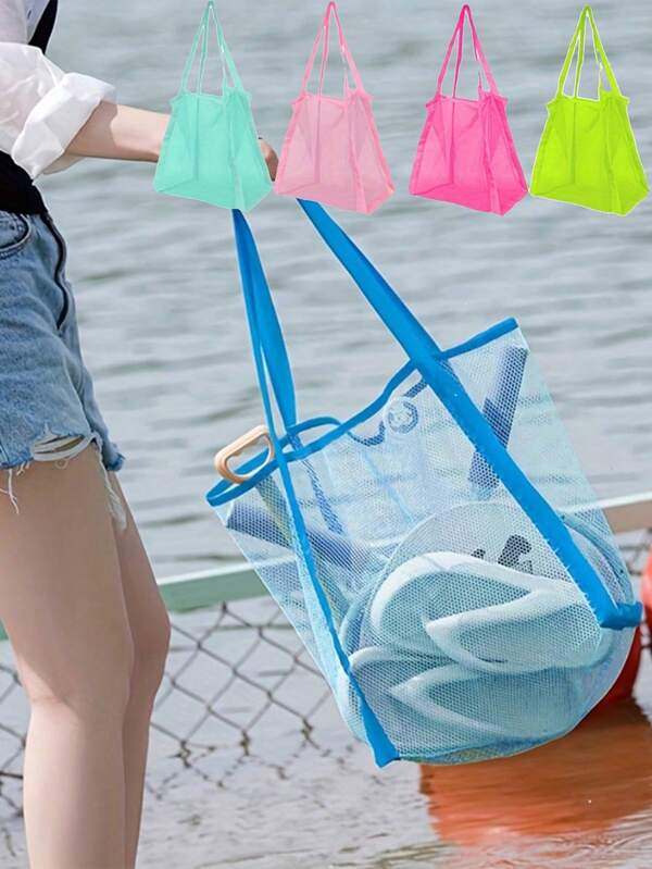Bolsa de malla a prueba de arena, bolsa de almacenamiento de juguetes de baño, bolsa grande para piscina y playa (puede almacenar toallas, cosméticos, bolsas de maquillaje), bolsa de malla para playa, bolsa de almacenamiento de juguetes, organizador plegable de malla para viajes al aire libre, bolsa de almacenamiento de viaje, bolsa de maquillaje, bolsa de cosméticos, bolsa de almacenamiento para vacaciones, caja organizadora de maquillaje de gran capacidad, puede almacenar lápices labiales, brochas de maquillaje, productos para el cuidado de la piel, teléfonos, monedas y otros artículos pequeños, hogar, regalo, vacaciones, días festivos, Halloween, Navidad