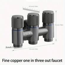 1 pezzo Valvola angolare in acciaio inossidabile ad alto flusso, 1 ingresso 2 uscite o 1 ingresso 3 uscite, rubinetto a 3 vie per lavatrice, valvola a triangolo a 3 controlli 4 vie o a 2 controlli 3 vie antiscivolo per bagno e toilette, con manopola girevole e nucleo in ottone a doppia apertura