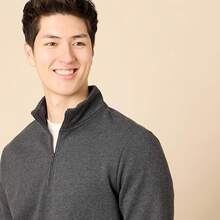 Men's Long-Sleeve Quarter-Zip Pullover Fleece Sweatshirt, Style - 炭灰色石南花 - 查看 4