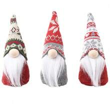 1pc Christmas Decoration Snowflake Knitted Hat Forest Gnome Figurine, Creative New Faceless Doll - Multicolor - View 6