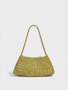 1 pieza Conjunto de bolso de hombro tejido vintage + bolsa con cordón, Juego de bolso de estilo artístico hecho a mano, Nuevo nicho de verano Versátil bolso de hombro/axila tejido a mano, Adecuado para uso diario, compras, viajes, vacaciones