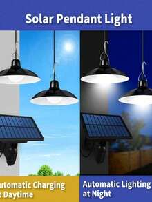 Outdoor Solar Hanging Light With Remote Control, Waterproof Solar Powered Shed Light, Bright And Soft, Solar Hanging Shed Light, Suitable For Barn, Storage Room, Patio, (1/2 Lights) - Black - View 6