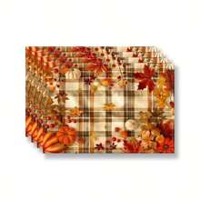 4-Piece Set Of Autumn Thanksgiving Themed Placemats With Pumpkin And Maple Leaf Print Designs, Measuring 30X45 Centimeters, Is Perfect For Theme Decoration In Thanksgiving Restaurants, Dining Tables, Indoor And Outdoor Gatherings, And Rural Kitchens. It Is The Best Choice For Thanksgiving Gifts.
