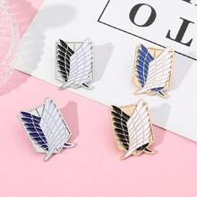 4 件复古进击的巨人调查兵团自由之翼金属胸针，动漫主题羽毛图腾徽章，复古日式背包别针，服装装饰，动漫收藏 - 彩色 - 查看 8