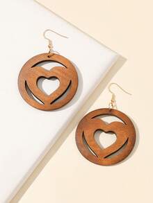 6 Pairs/Set, Colorful Laser Engraved Geometric Pattern Wooden Earrings, Suitable For Daily Casual Wear And Mother's Day - 6 Pairs - View 7