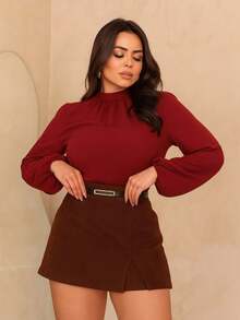 Women's Elegant Tailored Skirt Shorts With Belt High Waist Casual Versatile Modern Summer Fashion - 鏽棕色 - 查看 2