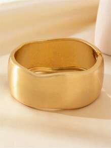 Chunky Heavy Wide Metal Geometric Bangles For Women Gold Color Matte Open Cuff Thick Asymmetrical Wave Bangle Bracelet Jewelry - Multicolor - View 19