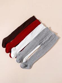 4 Stücke Baby Mädchen Leggings in Unifarben, minimalistische Schritt-Strumpfhosen, geeignet für den täglichen Gebrauch, ganzjährig