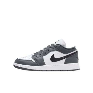 Jordan Air  1 Low Boy's Sneakers Durable Leather Upper Classic White Black Iron Grey Versatile On-Court And Casual Wear 553560-152