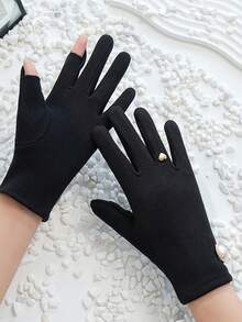 2 Pairs Of Autumn/Winter Fleece Ladies Touch-Sensitive Pearl-Lined Finger Gloves - Gentle And Elegant, Multi-Functional Korean-Style Anti-Wear Five-Finger Gloves. They Are Warm Gifts For Family And Friends And Are Suitable For Daily Outings. - Multicolor - View 5