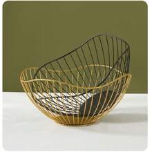 1 pieza Cesta de frutas de hierro con diseño elegante, bandeja para frutas y aperitivos para el hogar, resistente al óxido y a la corrosión, diseño hueco para ventilación y retención de agua, apto para almacenamiento de frutas y aperitivos envasados en el hogar/sala de estar