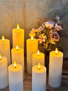 4/12-Piece LED Flameless Candle Set With Remote Control And Timer, Premium Mood Decorative Lights For Birthday Parties, Home, Halloween, Weddings, And Holidays - 白色 - 查看 3