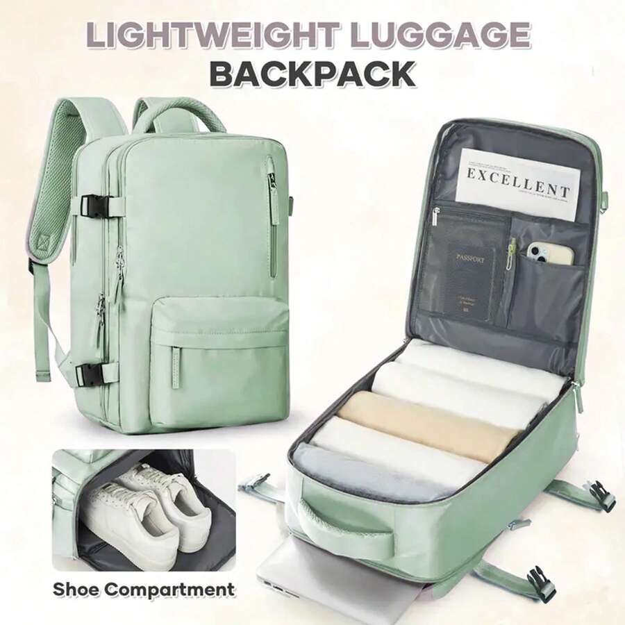 43x30x20cm Large Capacity Multifunctional Backpack, With Shoe Compartment, Dry And Wet Separation, Computer Compartment, USB Charging, Versatile Energy Five Colors, Travel Essential, Convenient Waterproof Large Capacity Backpack, Multifunctional Storage, Suitable For Commuting And Travel, Essential Large Capacity Backpack, Business Trips, Commuting, Travel Easy Storage, Simple And Stylish, Suitable For Short And Long Distance Travel, Vacation, Going Abroad, Visiting Relatives, Sports, Outdoor, Meet Your Travel Needs - Green - View 1