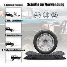 Heavy Duty Traction Aid Recovery Boards – 2 Sand Mats With 10T Load Capacity For Mud, Snow & Sand – Off-Road Vehicle Traction Mats Including Storage Bag & Installation Tool For Cars, Trucks, Motorhomes - Black - View 8