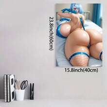 Framed 1pc Canvas 2D 1pc Canvas Poster Anime Sexy Girl Model Cosplay Art Print Home Decor Wall   For Home Decor, Pattern Wall Art, Living Room, Bedroom, Office, Restaurant, Valentine'S Day Gifts For Valentine's Day, Easter