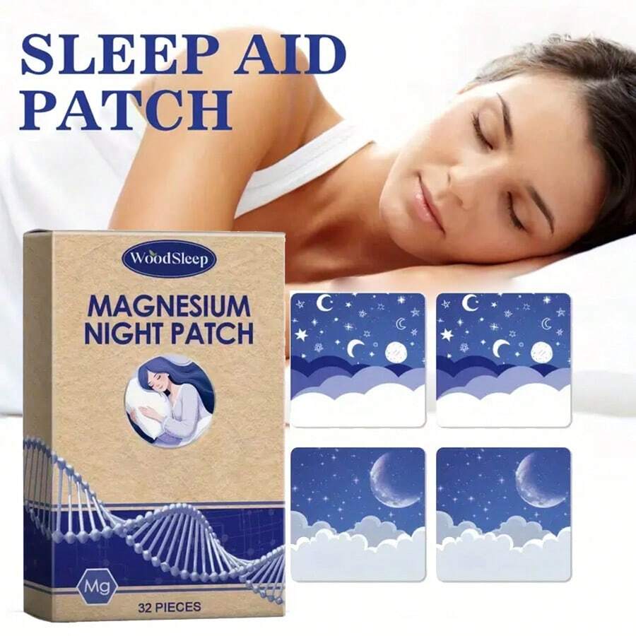 WOODSLEEP 32 Lavender Magnesium Night Patches With Coconut Oil & Lavender Essential Oil - Gentle Overnight Wear For Restful Sleep Support And Skin Moisturizing, Formaldehyde-Free Alcohol-Free Formula, Suitable For All Skin Types, Men & Women - Blue - View 1