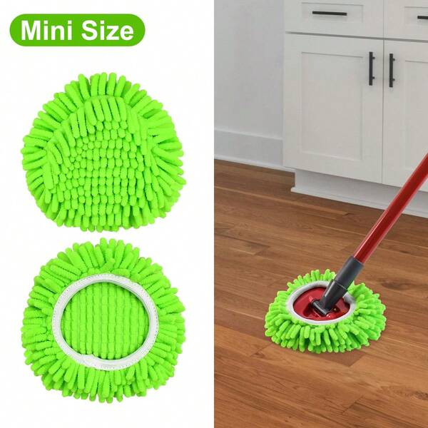 2/3/4 Peças Refil de Pano para Esfregão GFRED, Capa de Pano de Chenille para Esfregão Giratório, Cabeça de Reposição de Microfibra Macia e Absorvente, Acessórios de Limpeza Reutilizáveis de Tamanho Mini