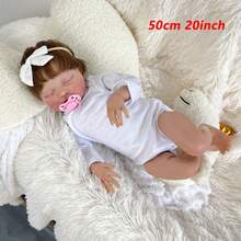 50cm 20inch Soft Vinyl Asleep Laura Reborn Baby Newborn Baby Doll 3D-Painting Skin With Visible Veins Alive Toy For Girl Art