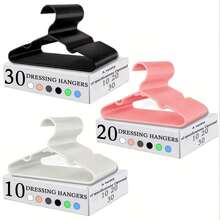 10/20/30pcs Sturdy Plastic Hangers - Non-Slip, (White, Black, Blue, Pink, Green, Gray) With Grooved Shoulders For Firm Grip - Ideal For Home Closet, Dorm And Wardrobe Organization