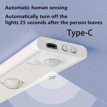 1pc Under Cabinet Lighting, Motion Sensor Indoor Light, Closet Lights, Cat's Eye Hill Light, Three Different Lighting Colors, Adjustable Brightness, USB Charging, Suitable For Lighting In Bedrooms, Living Rooms, Kitchens, Cabinets, LED Lights,Night Light - Three Colors Of Light - View 7