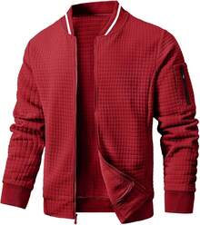 Mens Casual Lightweight CoatChristmas MQ4K - 鮮紅色 - 查看 1