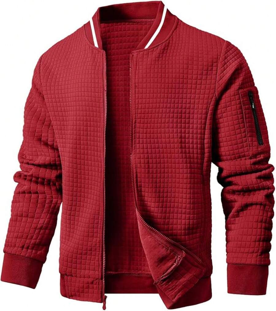 Mens Casual Lightweight CoatChristmas MQ4K - 鮮紅色 - 查看 1